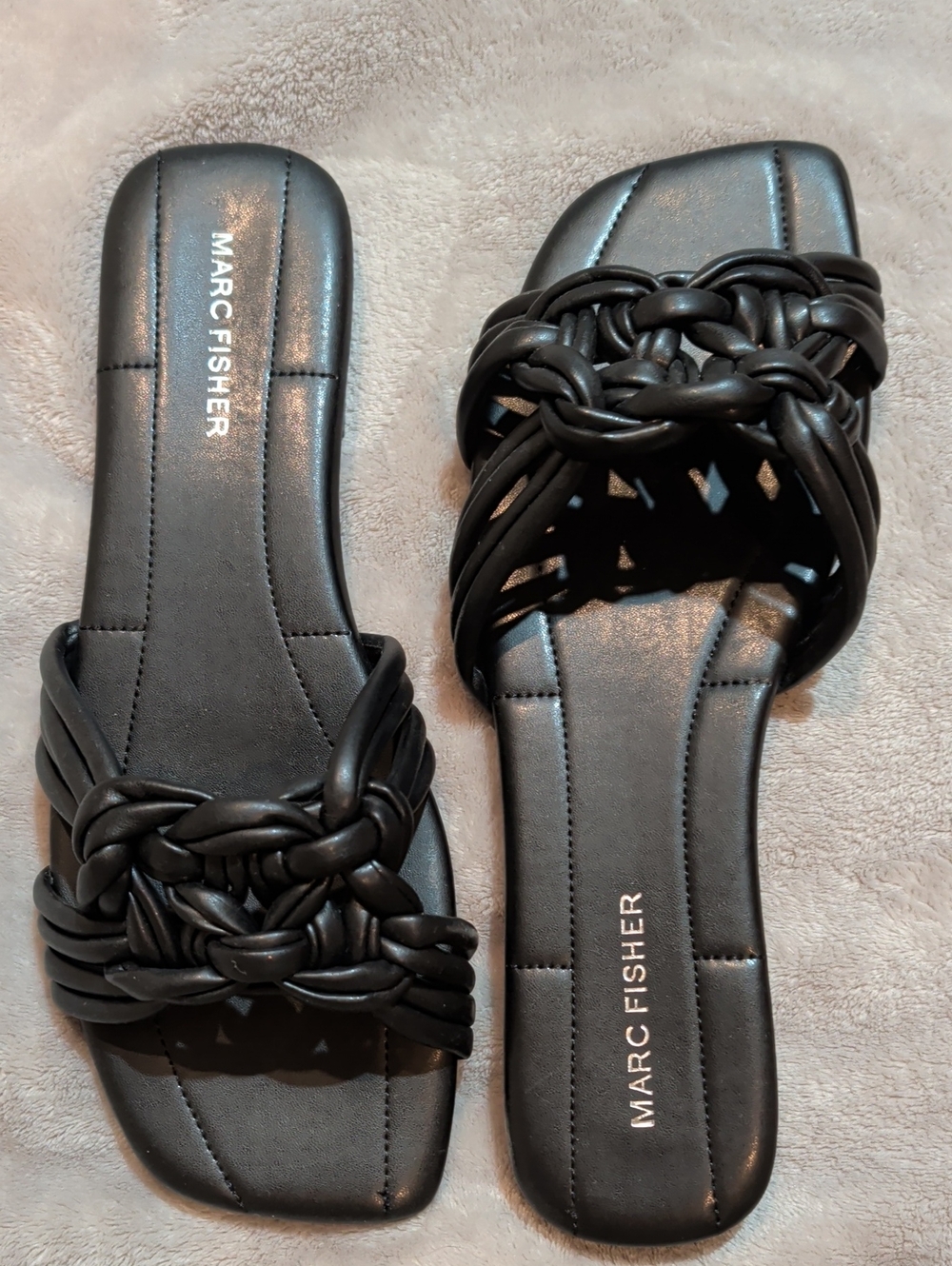 Marc Fisher Black Braided Slide Sandals Size 9.5